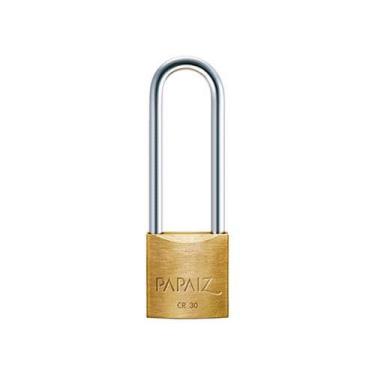 Imagem de Cadeado Papaiz Haste Longa 30/70mm em Aço Inox, Zamac, Latão e Aço Car