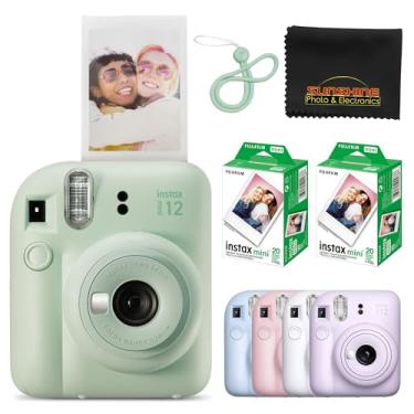 Imagem de Fujifilm Câmera instantânea Instax Mini 12 verde menta com 40 folhas Fujifilm Instax Mini Filme, pano de limpeza de microfibra Sunshine Photo incluído