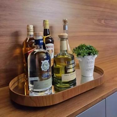 Imagem de Bandeja Espelhada Flutuante Decorativa Mesa Bar Aparado 50X30CM