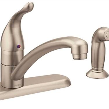 Imagem de Moen 7430SRS Chateau Torneira de cozinha de arco baixo com pulverizador lateral, resistente a manchas inoxidável