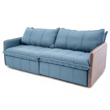 Imagem de Sofá Cama Casal 2 Lugares 2,30m Domani Linho Azul - Loja Sheep