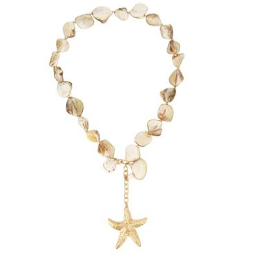 Imagem de Mikovivi Colares de Conchas Estrelas do Mar para Mulheres, Colar com Pingente Estilo Oceano Feito à Mão Estilo Boho com Conchas e Dopamina para o Verão e Praia