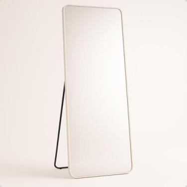 Imagem de Espelho Retangular Corpo Inteiro 150x60 Com Suporte de Chão Moldura Al