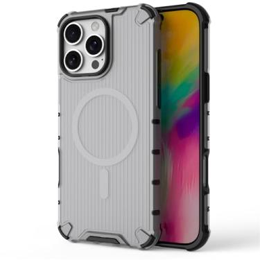 Imagem de DMaos Capa para iPhone 16, design de armadura leve, compatível com MagSafe, proteção à prova de choque para iPhone16 2024 de 6,1 polegadas - cinza fosco