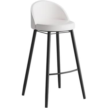 Imagem de Bancos De Bar De Altura De Balcão De 70 Cm 1pcs, Cadeira De Bar Para Ilha De Cozinha, Bancos De Balcão Com Encosto Baixo, Assento De Couro Pu, Pernas De Metal Preto, White, Height 70cm