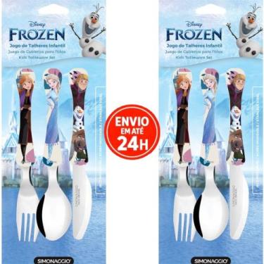 Imagem de Kit Com 2 Talher Infantil Carros Inox Simonaggio Disney Garfo e Faca, 