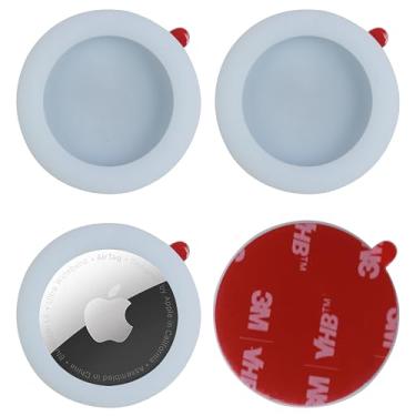 Imagem de echinff Capa de silicone com adesivo forte 3M, pacote com 4 capas protetoras para Apple Air Tags para colar na TV, fones de ouvido remotos, bagagem, laptop, câmera, bicicleta