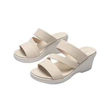 Imagem de Mulas femininas verão, Casual, Conforto, Sandálias Romanas Plataforma Vintage, Respirável, Open Toe, Beach Flip Flop, para Calças Casuais, Saias Longas, Saias Curtas(Light pink,38 EU)