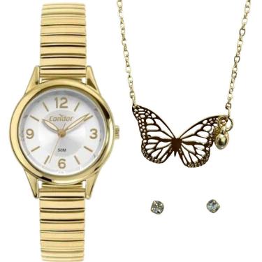 Imagem de Relogio Kit Feminino Condor Original CO2035NNWK4K Pulseira Metal Dourado-Feminino