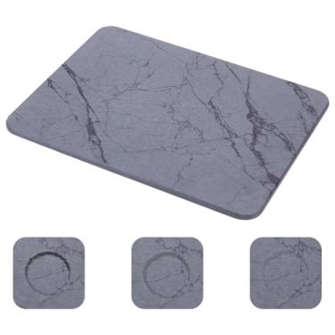 Imagem de UNICRAFTALE Tapete de secagem de pratos de pedra para balcão de cozinha 39.9 cm x 30.0 cm secagem rápida rápida antiderrapante tapete de diatomita cinza mármore diatomácea terra almofada de secagem