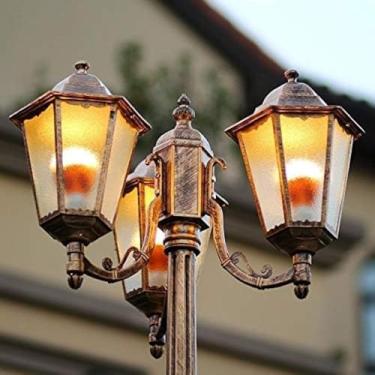 Imagem de Luzes De Poste De Luz Ao Ar Livre 3 Luzes Europeias Vitorianas Ao Ar Livre Poste De Poste De Luz Lâmpada De Rua De Poste De Amarração De Metal De Alumínio Antigo Ip55, Height 200cm
