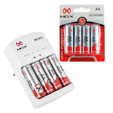 Imagem de Carregador de Pilhas com 8 Pilhas AA Recarregáveis, 2600 mAh, Compatível com Controle Xbox e Microfone