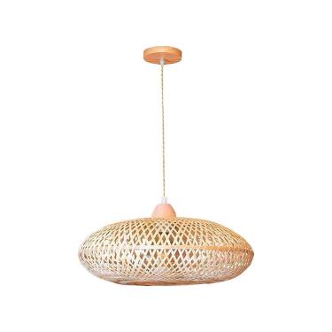 Imagem de Luminária De Teto Rustico Batu Natural Palha Trançada Bambu