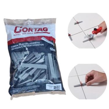 Imagem de Cunha Nivelamento Piso Slim Cortag 100 Peças Revestimento Cerâmica Ass