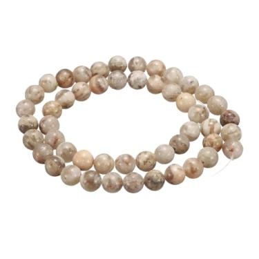 Imagem de HARFINGTON 50 peças de contas de pedra natural 6 mm alongamento redondo pedra preciosa solta contas verdadeiras genuínas bolas lisas contas para fazer joias, pulseiras, colar, brincos, faça você mesmo