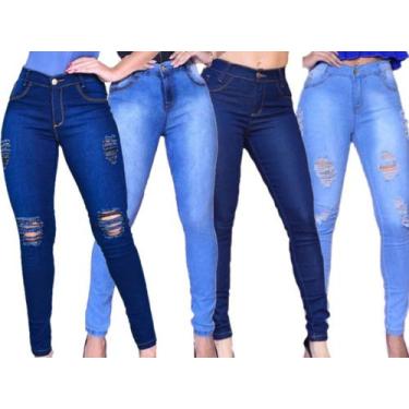 Imagem de Kit c/ 3 Calça Jeans Lycra Feminina Destroyed e Lisa - APOLLOGY, 40