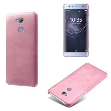 Imagem de Capa para Sony Xperia XA2 Ultra,Proteção contra quedas,Casca de volta de cor sólida simples,Design de couro de imitação de plástico-Pink
