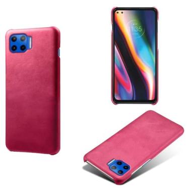 Imagem de Capa para MOTO G5 Plus,Proteção contra quedas,Casca de volta de cor sólida simples,Design de couro de imitação de plástico-Rose