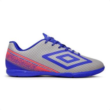 Imagem de Chuteira Futsal Umbro Force Masculina, 40, Cinza, Azul
