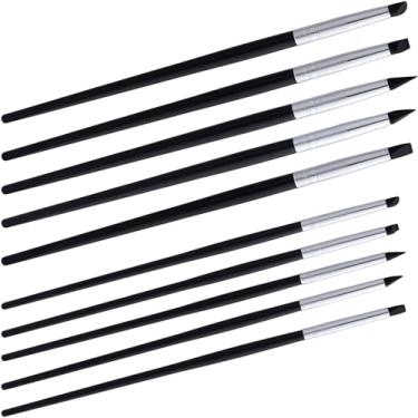 Imagem de BEIQIYA 10 pincéis de tinta de silicone, pincéis modeladores de cor flexíveis para esculpir em argila, canetas de borracha para arte de unhas, artesanato e cerâmica - preto
