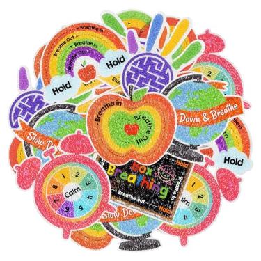 Imagem de 24 peças de adesivos sensoriais de ansiedade de volta às aulas texturizados coloridos para respiração calma, atenção plena, ansiedade, conselheiro escolar, professores, material de sala de aula para