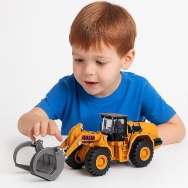 Imagem de Miniatura Trator Pegador de Madeira, Metal, Escala 1:50, Articulado, Amarelo