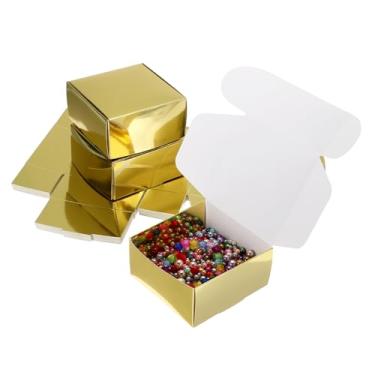 Imagem de PATIKIL Caixas de presente pequenas de 9 x 10 x 2 a granel com tampa, pacote com 25 mini caixas de presente quadradas dobráveis de papel de papelão para joias de brinco, lembrancinha de festa de