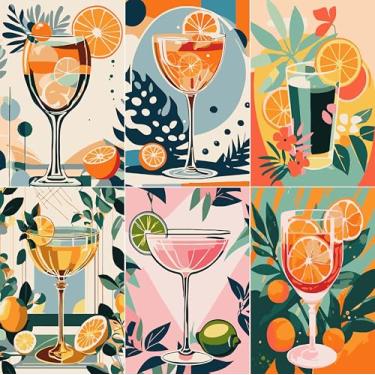 Imagem de Lofenghome Kit de pintura por números para adultos, decoração Aperol Spritz, tela acrílica multicolorida, 30,5 x 20,3 cm, decoração de casa DIY com pincel, pincéis e guia de instruções para artesanato