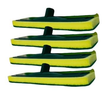 Imagem de Kit 4 Esponjas Abrasivas para Limpeza Pesada, Verde e Amarelo, para Piso e Azulejo, Uso em Banheiro e Cozinha | Meta Saldão Cajamar