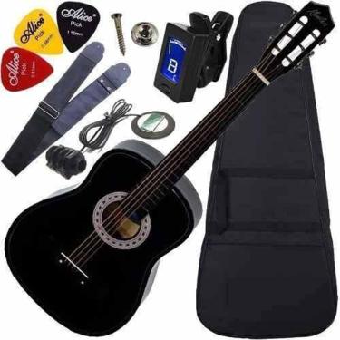 Imagem de Kit Violão Eletroacústico Barato Nylon Com Capa Queens