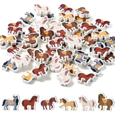 Imagem de Haooryx 60 Peças Mini Borracha Em Formato De Cavalo Para Crianças, Novidade Grande Quantidade, Lápis Animal, Quebra-Cabeça Mesa 3D, Borrachas Animais Estimação, Alunos, Prêmios Recompensa Sala Aula,