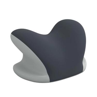 Imagem de SiaBiced Travesseiro de pescoço de espuma viscoelástica para viagem, capa removível, multiuso, ergonômico, portátil, apoio de cabeça, almofada facial para sala, Cinza Escuro