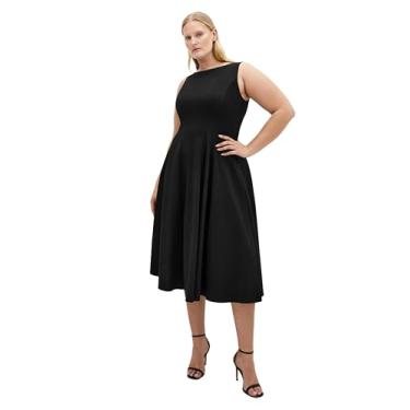 Imagem de City Chic Vestido feminino plus size - Mary Skater Midi, Preto, 25 Plus Size
