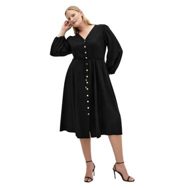 Imagem de City Chic Vestido feminino plus size - Kristina Midi, Preto, 26 Plus