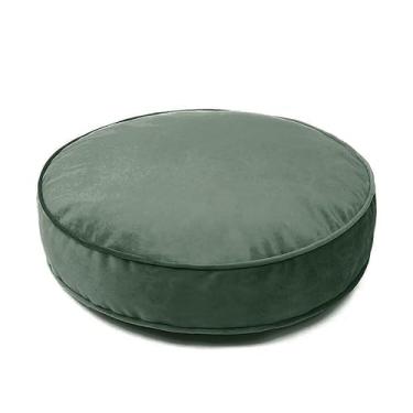 Imagem de Almofada Futton Turco Redondo Veludo Paris Ø45cm Verde Decorativa Assento Cadeira Confortável