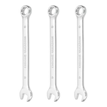 Imagem de HARFINGTON 3 peças chave de combinação 9 mm caixa métrica de 12 pontos e chave inglesa de extremidade dupla CR-V de extremidade aberta para reparo de máquinas de móveis de tubos automotivos, faça você