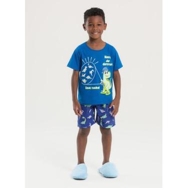 Imagem de Pijama Verão Menino Royal Camiseta Brilha no Escuro e Bermuda Dino Dor