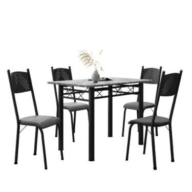 Imagem de Conjunto De Mesa Sala De Jantar Sara Com 4 Cadeiras Tubular Granito 1,