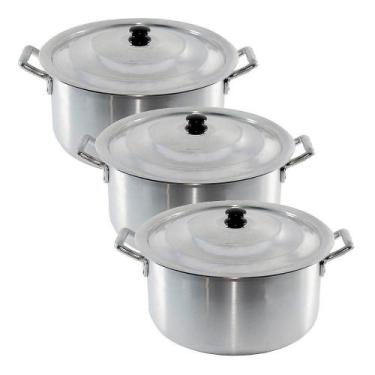 Imagem de Conjunto Caçarola Hotel Panela Industrial Alumínio 3peças N2 - GLOBAL 