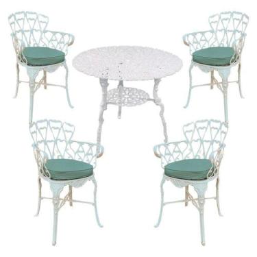 Imagem de 4 Cadeiras Viena Alumínio Mesa área Externa Jardim Varanda Verde - Nos