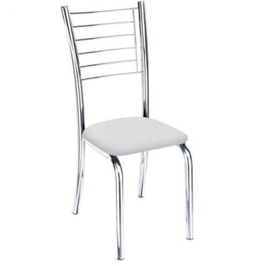 Imagem de Cadeira Lara Cromada Para Cozinha Assento Sintético Branco-Gat Magazin
