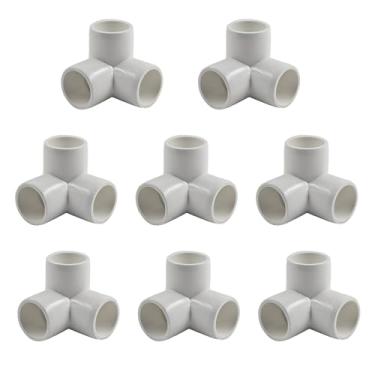 Imagem de Runseaway 8 peças 1/5.1 cm conector de cotovelo de encaixe de PVC de 3 vias, tubo de grau de móveis, saída lateral de cotovelo de 90 graus, acessórios de canto de ângulo reto para estruturas de