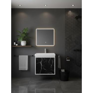 Imagem de Gabinete Armário para Banheiro 40cm MDF com Cuba - Veneto (Preto)