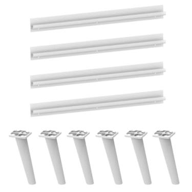 Imagem de Kit 4 Puxadores com 6 Pés Palito Retrô para Balcão Cozinha 150cm Veneza Multimóveis Mp2312 Branco
