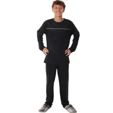 Imagem de Pijama Cotton Algodão Juvenil Masculino Menino Victory, 12, Preto