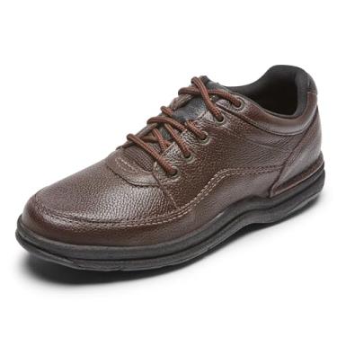Imagem de Rockport Sapato Oxford masculino clássico com cadarço World Tour, Nobuck de chocolate, 8.5