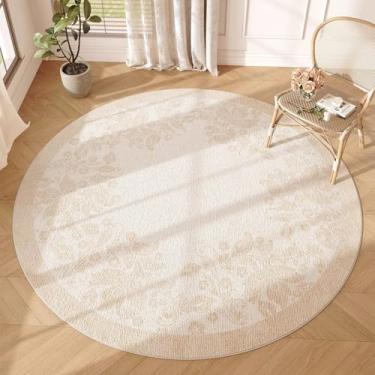 Imagem de Tapete de pelúcia redondo e grosso para decoração de quarto em estilo moderno para sala de estar, tapete de cabeceira macio e fofo, lavável, para vestiário (300x300 cm/D)