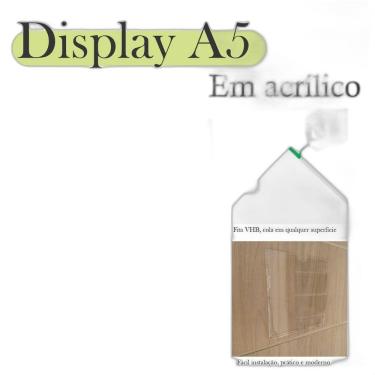 Imagem de 2 Display Parede Quadro Avisos Porta Folha A5 Acrílico Horiz