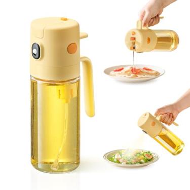 Imagem de katbite Pulverizador de óleo 2 em 1 para cozinhar 550 ml frasco dispensador de azeite de oliva de vidro - tampa aberta com um toque, spray duplo e despeje, design à prova de vazamento, névoa fina (0,5