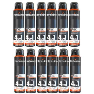 Imagem de Kit 12 Desodorante Aerossol Herbíssimo Dark Silver 150 Ml - Dana